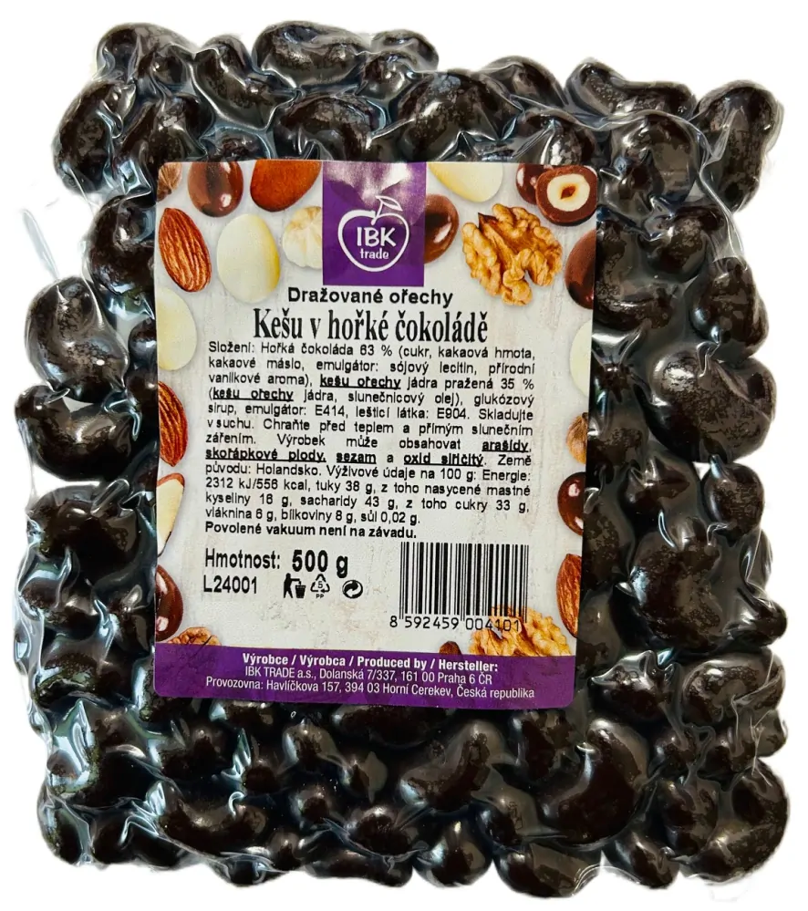 IBK Kešu v hořké čokoládě 500g