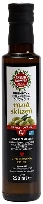 CRETAN FARMERS Prémiový extra panenský olivový olej Raná sklizeň 250 ml