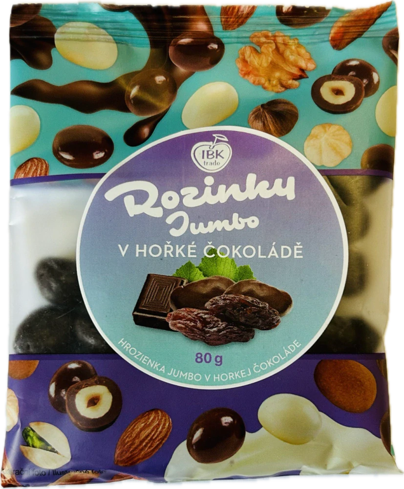 IBK Rozinky Jumbo v hořké čokoládě 80g