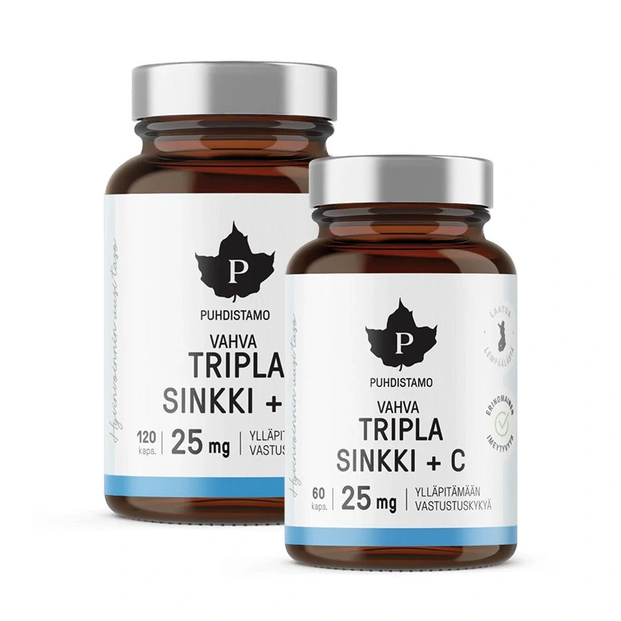 Puhdistamo Triple Zinc 25mg + Vitamin C 120 kapslí + 60 kapslí ZDARMA