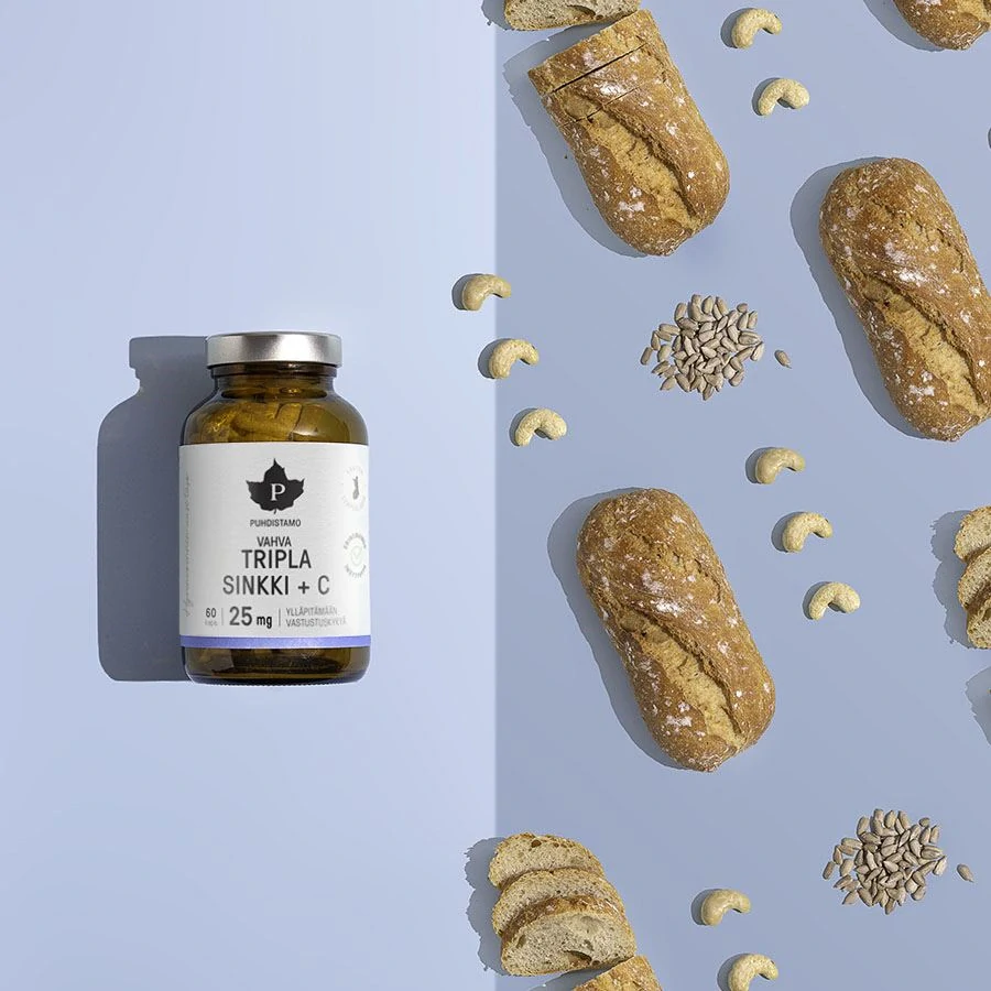Puhdistamo Triple Zinc 25mg + Vitamin C 60 kapslí (Zinek s vitamínem C)