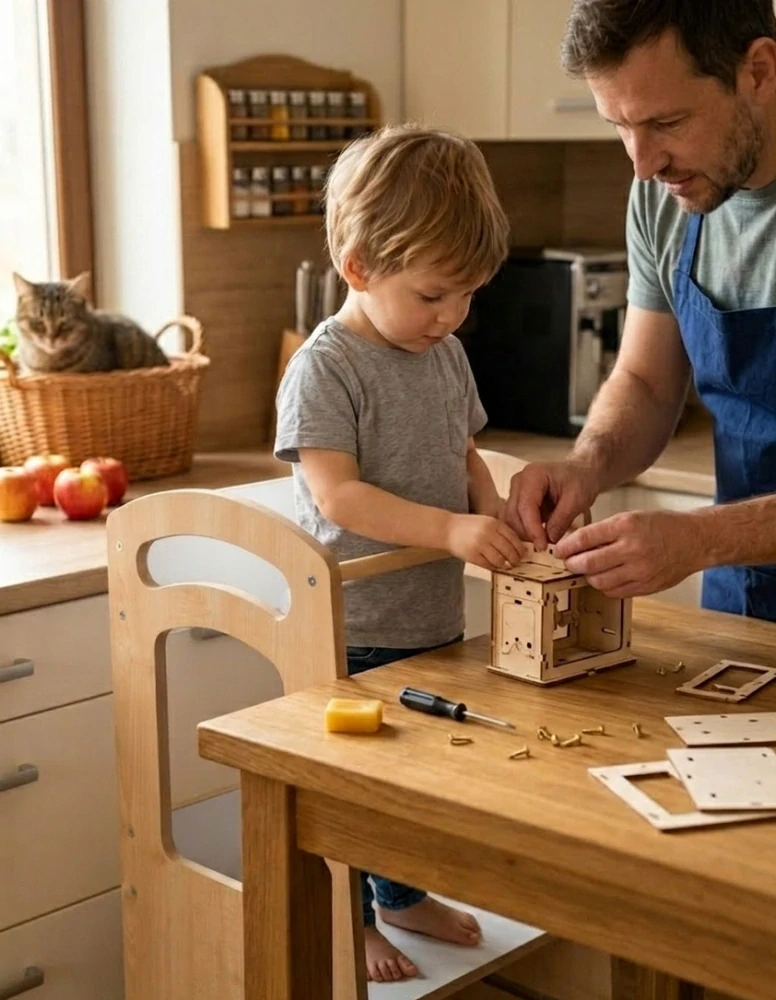 CZ Montessori rostoucí dětská učící věž 3v1THOMAS Maple
