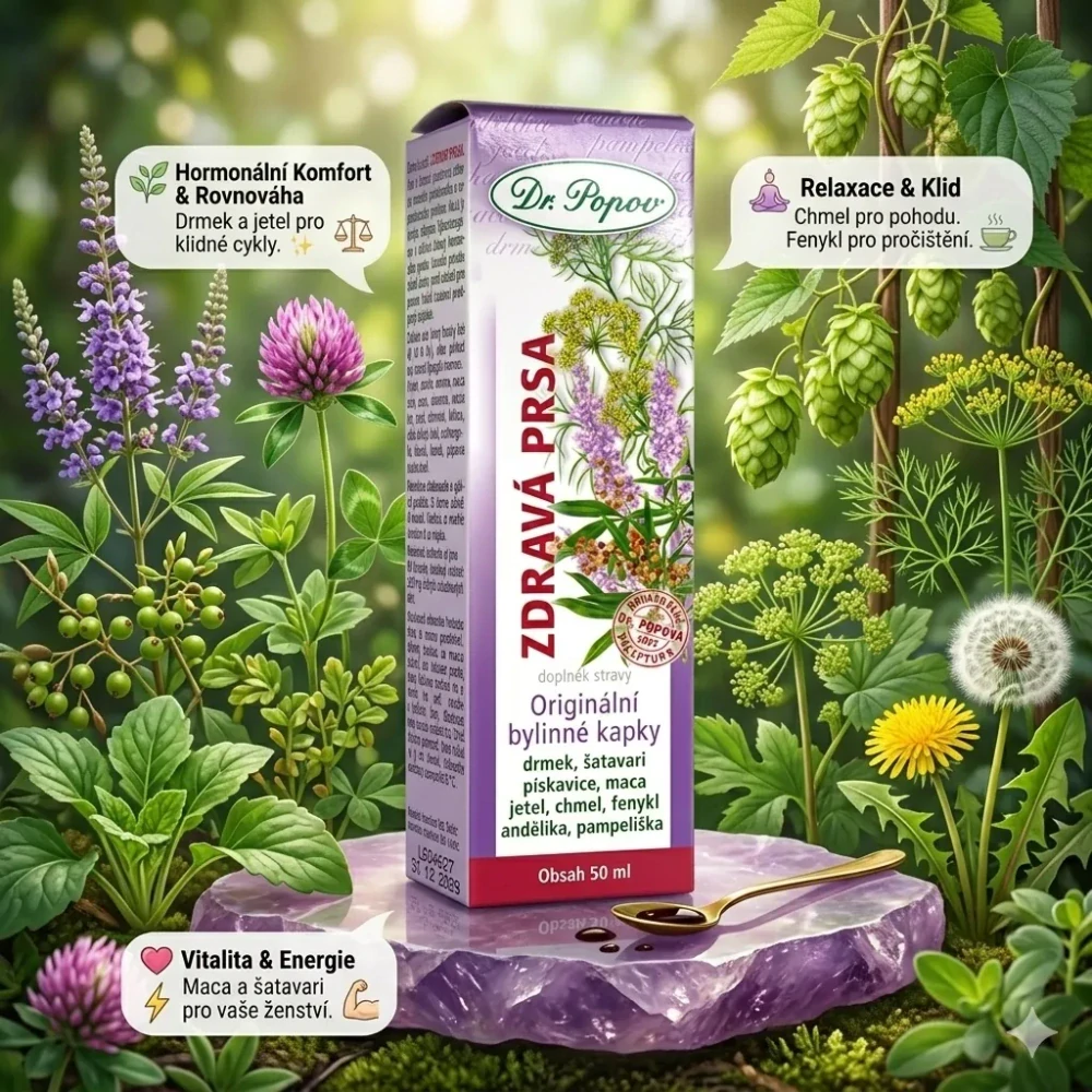 Dr. Popov Bylinné kapky Zdravá prsa 50ml