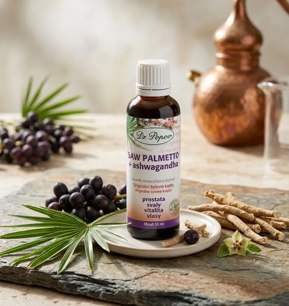 Dr. Popov  Bylinné kapky Saw Palmetto + Ashwagandha 50ml