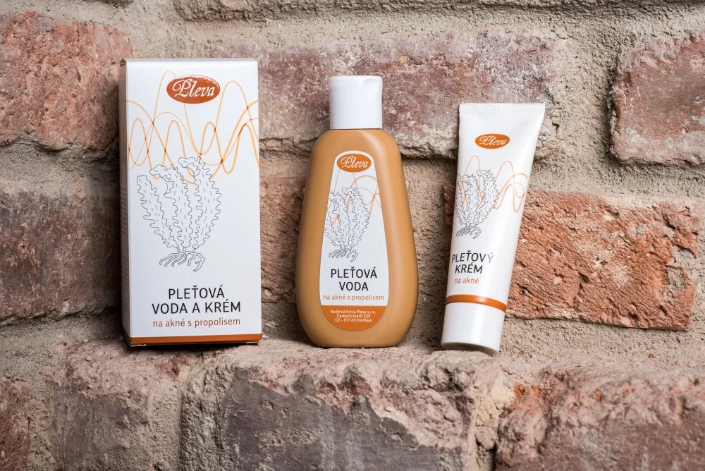 Pleva Pleťový krém a voda na akné 50g+120g