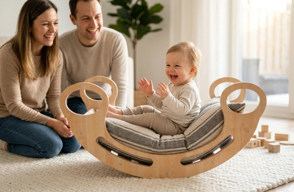 CZ Montessori houpačka pro děti 5v1 White/Maple