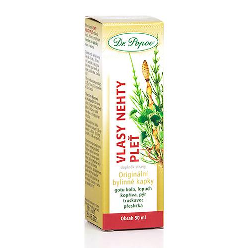 Dr. Popov Bylinné kapky Vlasy Nehty Pleť 50 ml